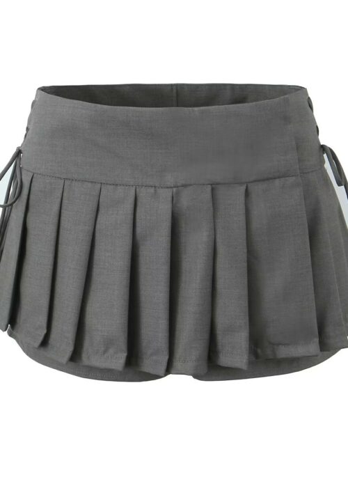 Grey Laced-Up Sides Pleated Skort | Jisoo - BlackPink