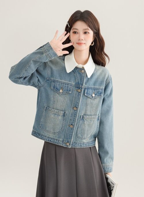 Korean Style Denim Jacket Spring Fall Collection