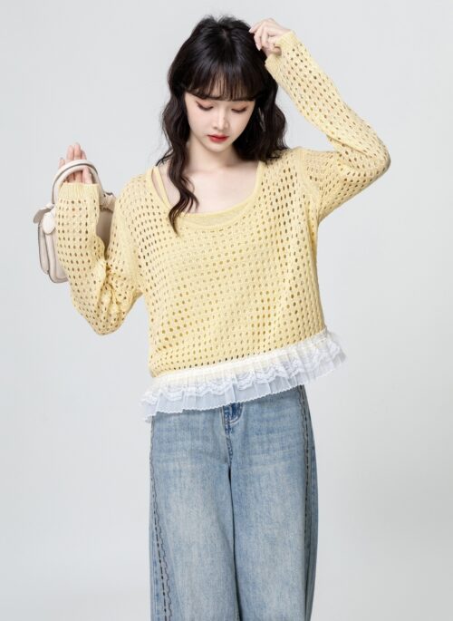Lace Knit Sun Protection Top Set