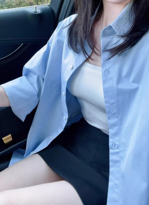 Light Blue Oversized Long Sleeves Shirt | Baek Su Jeong – My Dearest Nemesis