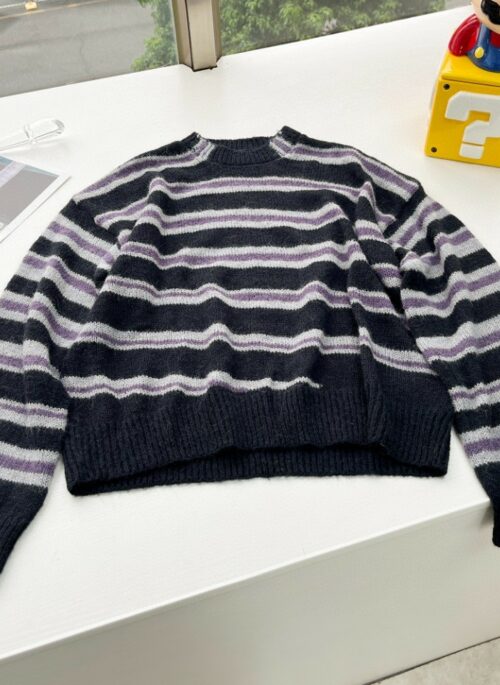 Purple And Black Stripes Sweater | Junkyu- Treasure