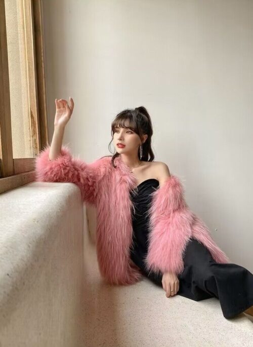 Pink Faux Fur Jacket | Jennie - BlackPink