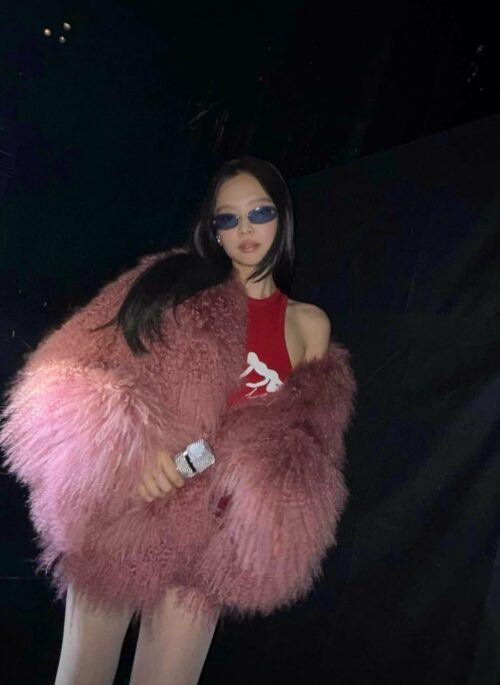 Pink Faux Fur Jacket | Jennie - BlackPink