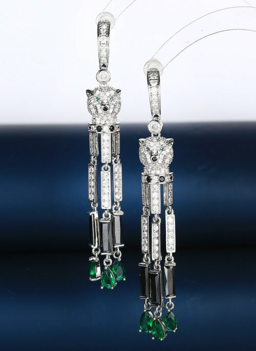 Silver Leopard Head Dangle Earrings | Taehyung – BTS
