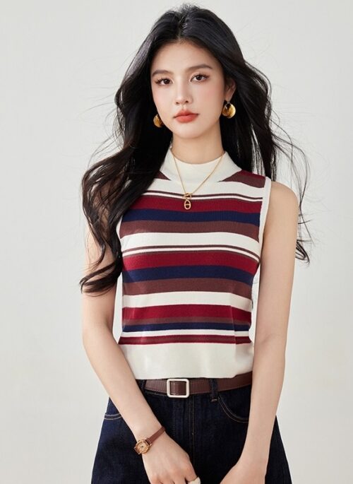 Stylish Striped Knit Tank Top