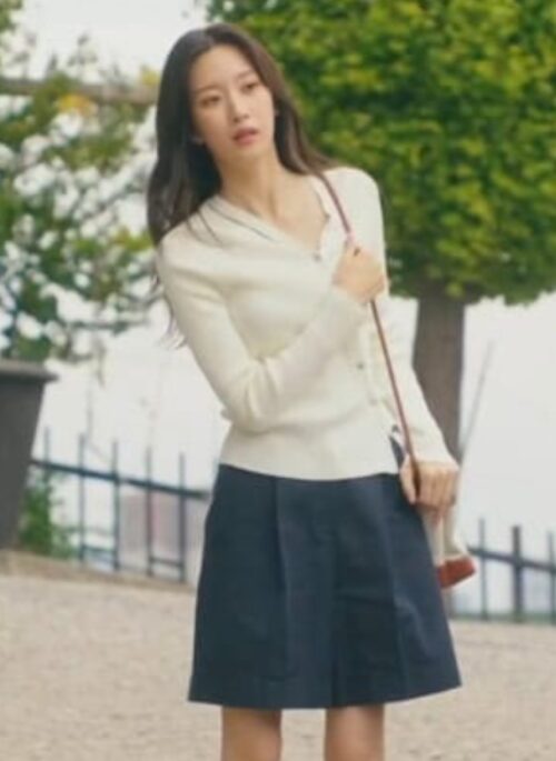 White Slanted Buttons Knitted Cardigan | Baek Su Jeong – My Dearest Nemesis