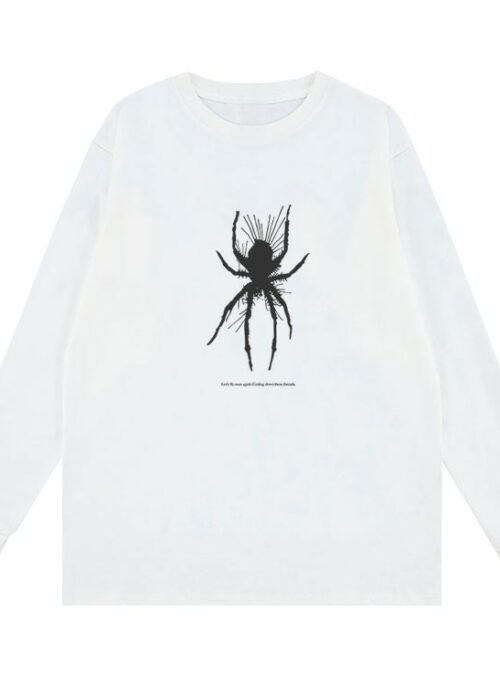 White Spider Print Long Sleeve T-Shirt | Sunghoon – Enhypen