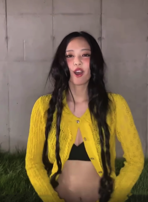 Yellow Intricate Pattern Knit Cardigan | Jennie – BlackPink