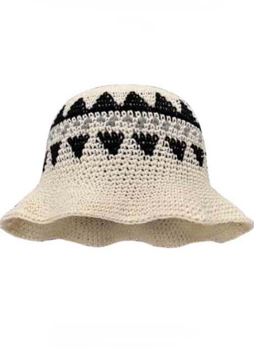 Beige Geometric Pattern Knitted Hat | Taehyung – BTS