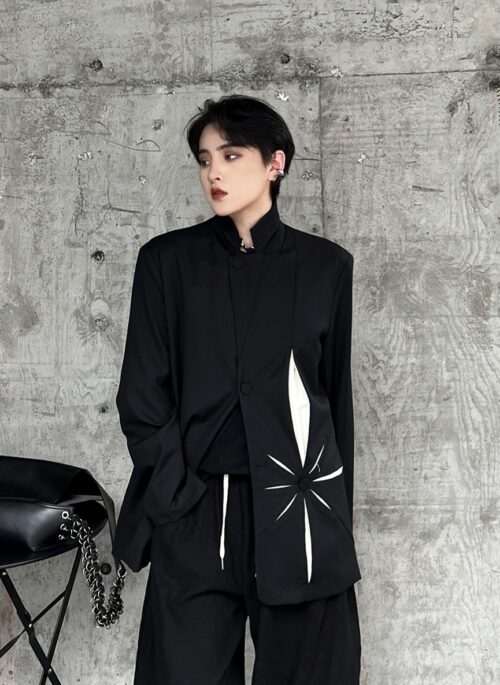 Black Flower Cut-Out Suit Blazer| Kai – Exo