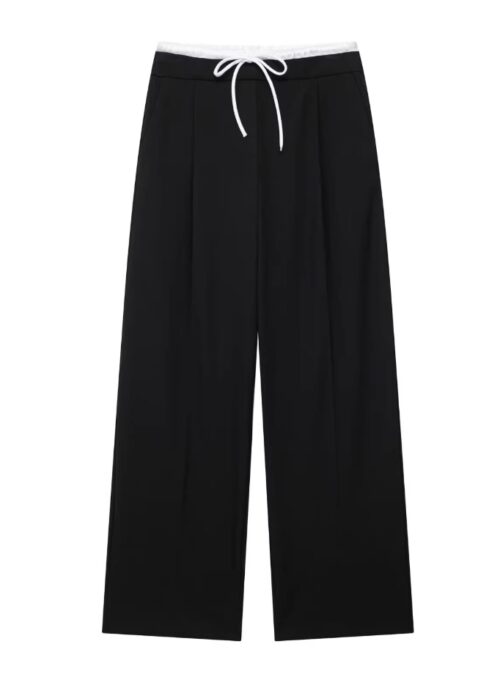 Black Layered Style Casual Trousers | Winter – Aespa
