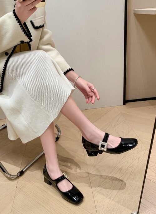 Black Square Rhinestone Mary Jane Heels | Yu Je I – Friendly Rivalry