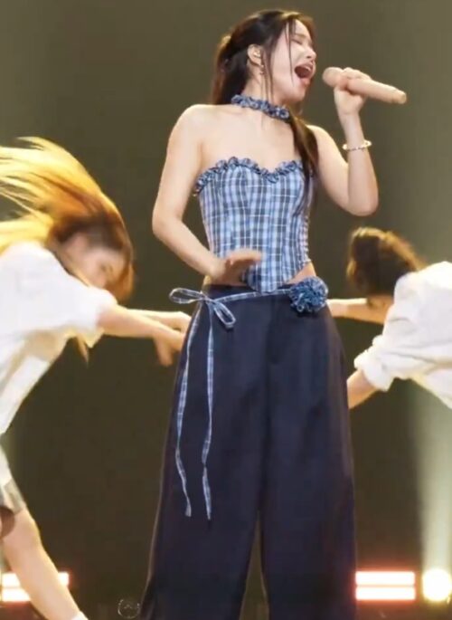 Blue Plaid Ruffle Corset Top | Solar - Mamamoo