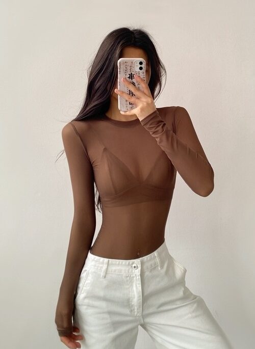 Brown Sheer Bodysuit | Jennie - BlackPink