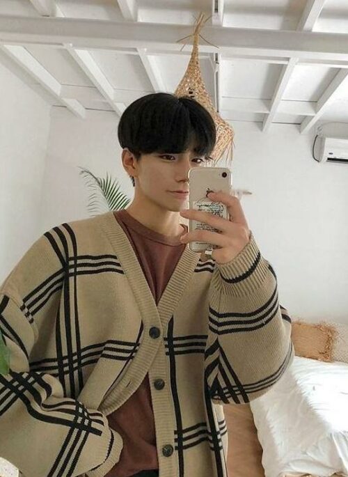 Cozy Plaid Knit Cardigan Sweater