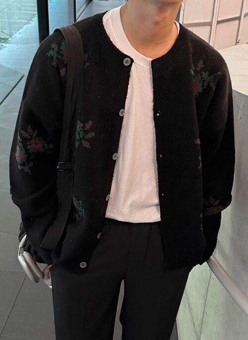 Floral Knit Cardigan Fashion Sweater