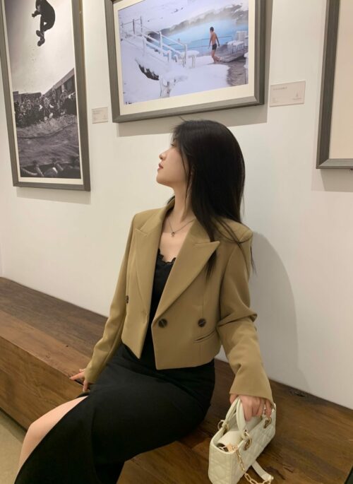 Brown Lapel Collar Short Suit Blazer | Baek Su Jeong – My Dearest Nemesis