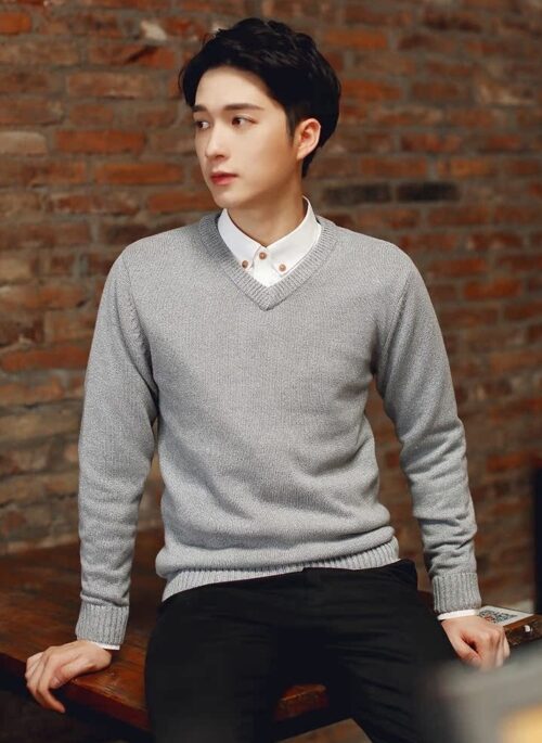 Grey V-Neck Sweatshirt | Taemin – SHINee