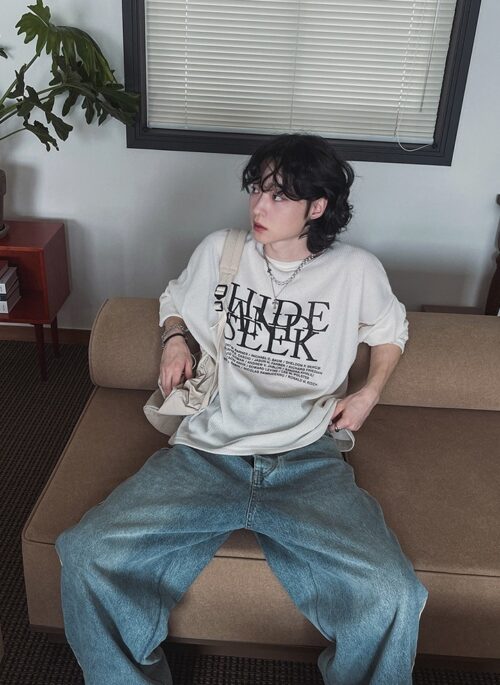 Loose Fit Crewneck Sweatshirt With Letter Print