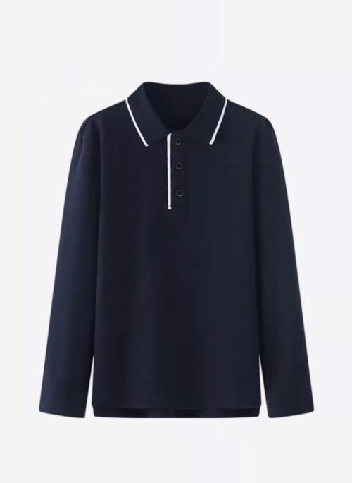 Navy Blue Long Sleeves Polo Shirt | Mark – NCT