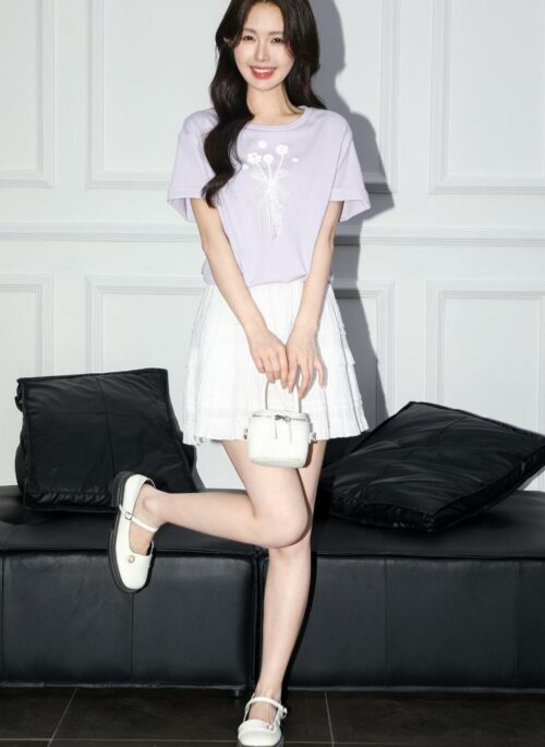 Purple Lace Floral Short Sleeve Top