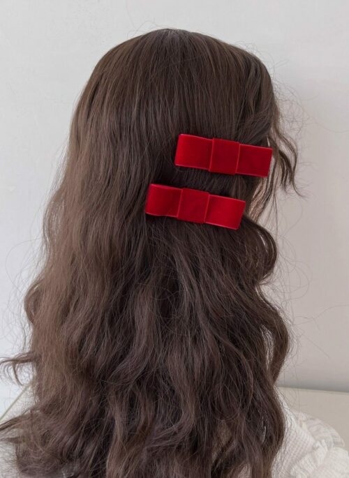 Red Classic Bow Hairclips | Solar - Mamamoo