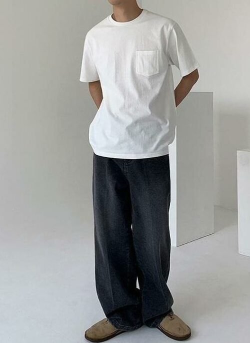 Relaxed Straight Leg Denim Pants