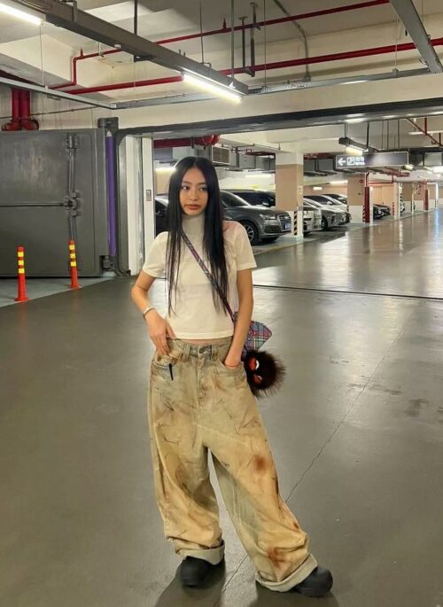 Retro Blue Stained Worn-Out Jeans | Rose - BlackPink