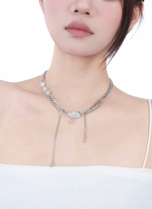 Silver Cloud & Star Layered Necklace | Changbin - Stray Kids