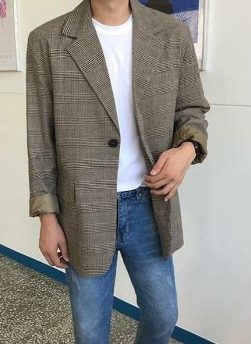 Stylish Plaid Casual Blazer Jacket