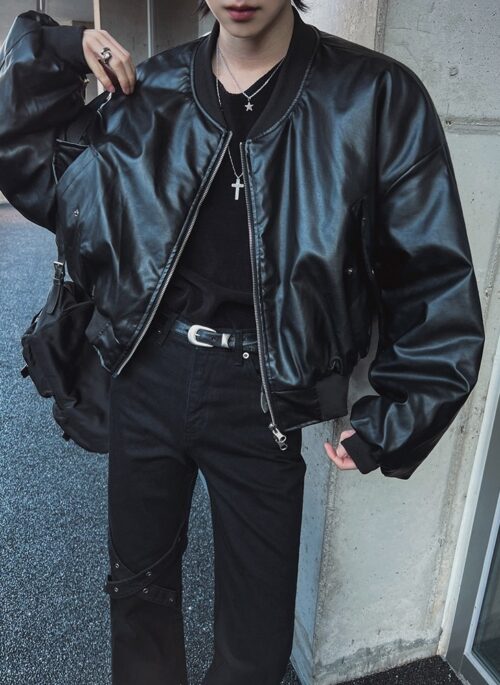 Stylish Short Leather Jacket Trendy Biker Edition