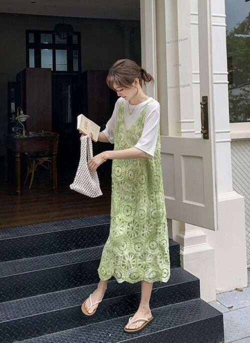 Summer Lace Overlay Dress Set