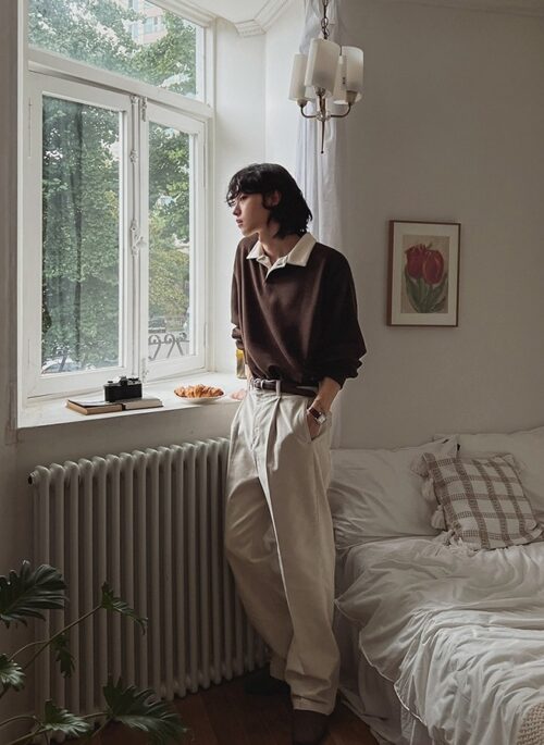 Vintage Colorblock Pullover Polo Sweater