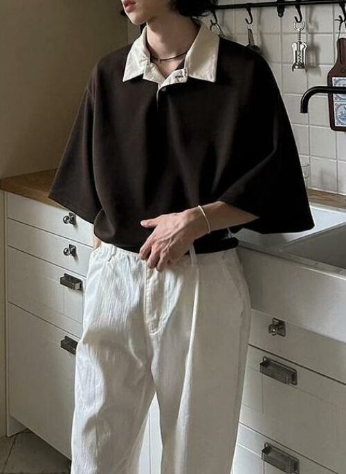 Vintage Colorblock Short Sleeve Polo Shirt