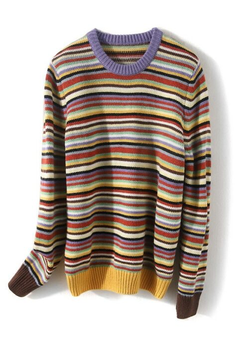 Yellow Multicolored Stripes Crew Neck Sweater | Kai – EXO