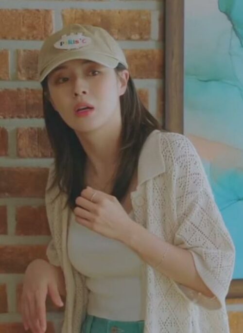 Beige Triangle Pattern Lace Shirt | Kim Mi Kyung - The Potato Lab