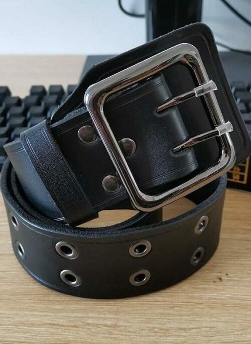 Black Double Layer Eyelet Belt | Jin - BTS
