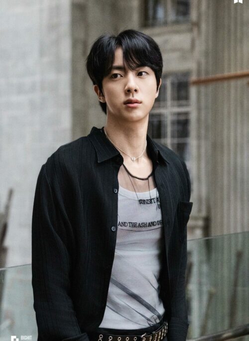 Black Textured Long Sleeves Shirt | Jin - BTS