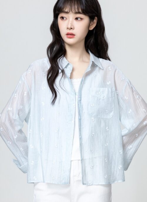 Blue Sun Protection Loose Long Sleeve Shirt Jacket