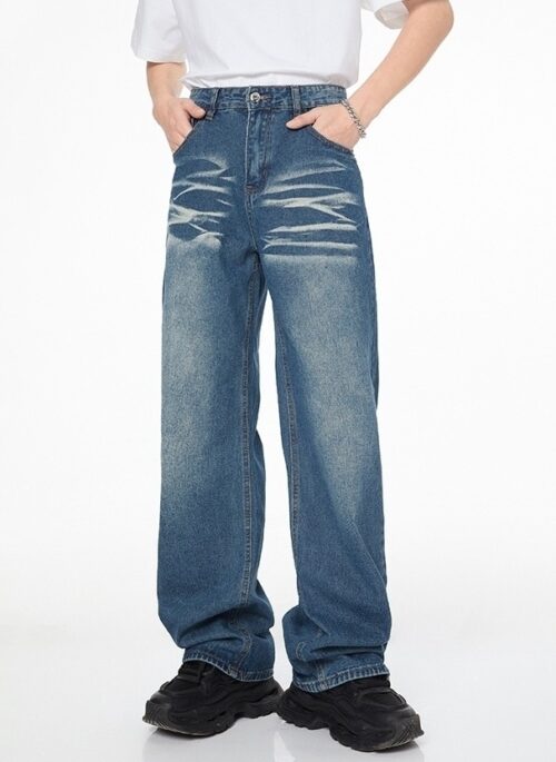 Blue Water Ripple Effect Straight Jeans | Kai – EXO