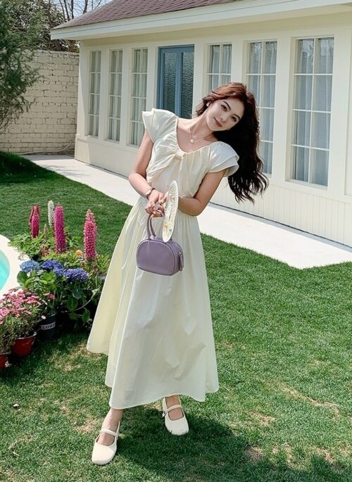 Elegant Flutter Sleeve A Line Midi Dress