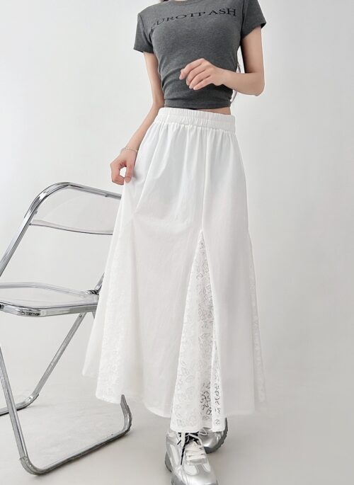 Elegant Lace Patchwork A Line Maxi Skirt