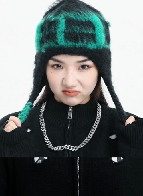 Green Fuzzy Knit Snap-Button Hat | Jurin – XG