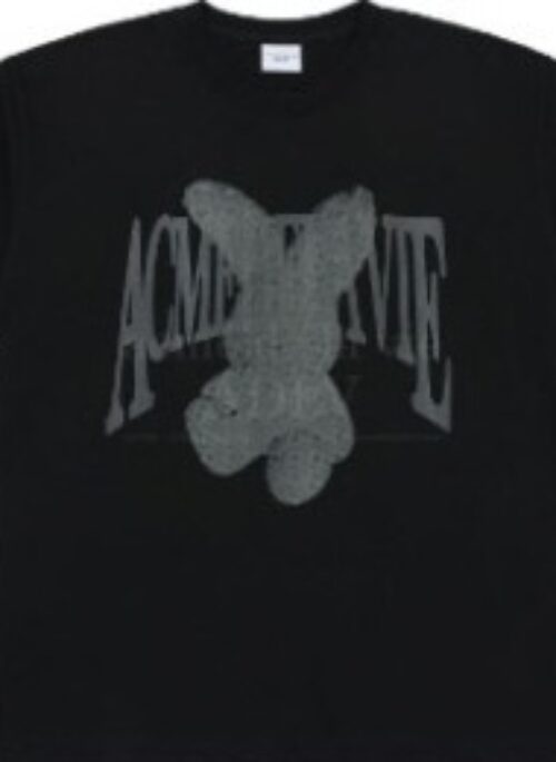 JEONGHAN x acme de la vie – Halftone Dot Layer Fuzzy Rabbit Short Sleeve T-Shirt | Black