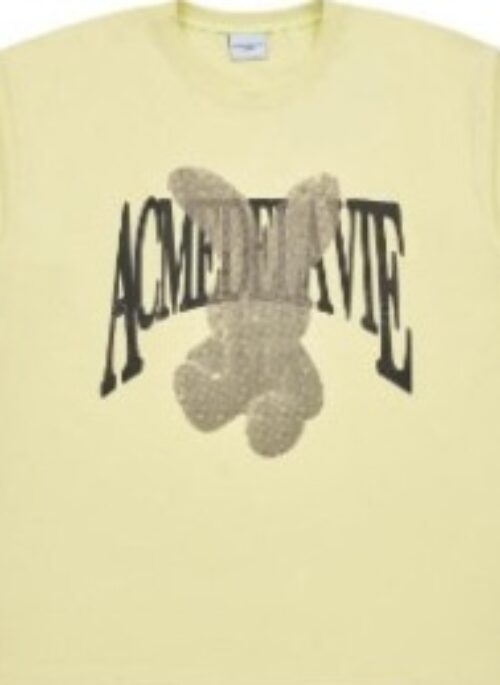 JEONGHAN x acme de la vie - Halftone Dot Layer Fuzzy Rabbit Short Sleeve T-Shirt | Light Yellow