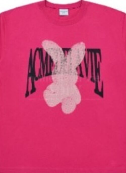 JEONGHAN x acme de la vie - Halftone Dot Layer Fuzzy Rabbit Short Sleeve T-Shirt | Pink