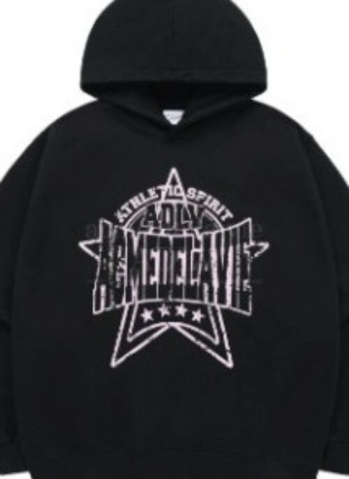 JEONGHAN x acme de la vie - Preppy Logo Crack Printing Hoodie | Black