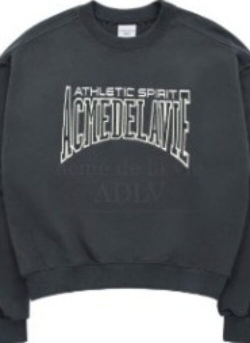 JEONGHAN x acme de la vie - Varsity Logo Embossing Needlework Womens Sweatshirt | Charcoal
