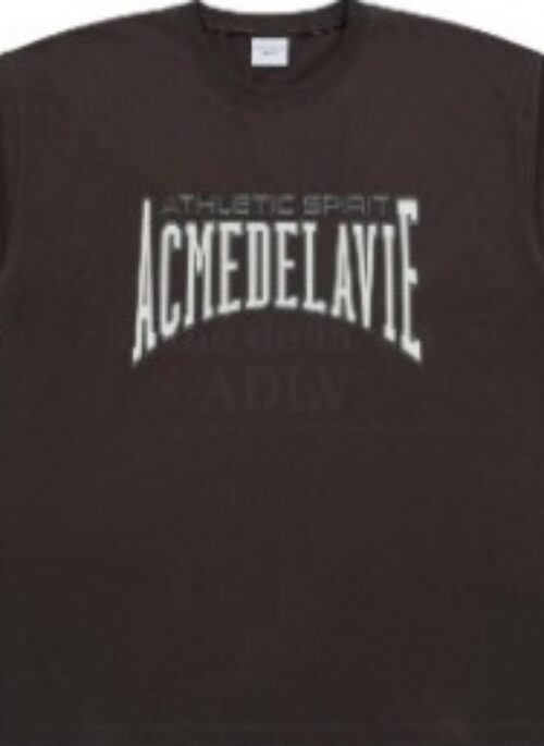 JEONGHAN x acme de la vie - Varsity Logo Embossing Printing Short Sleeve T-Shirt | Brown