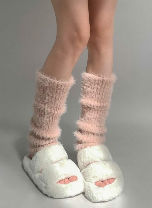 Pink Mohair Knitted Leg Warmer | Somi